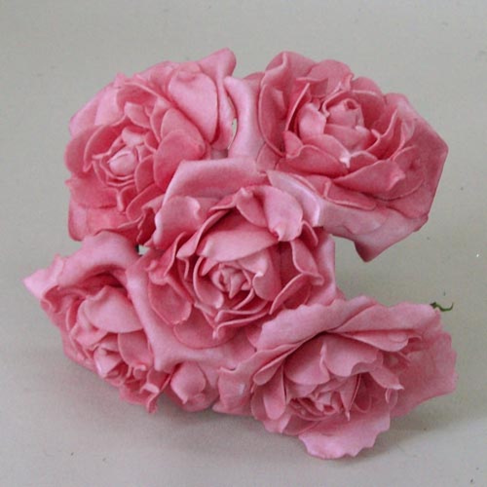 Large Foam Roses Bundle Of 5 Rose Pink 25cm Artificial Flowers